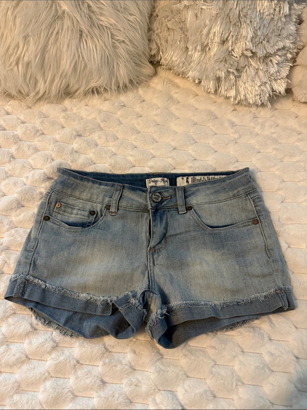 Indigo Rein Light Blue Denim Cutoff Shorts